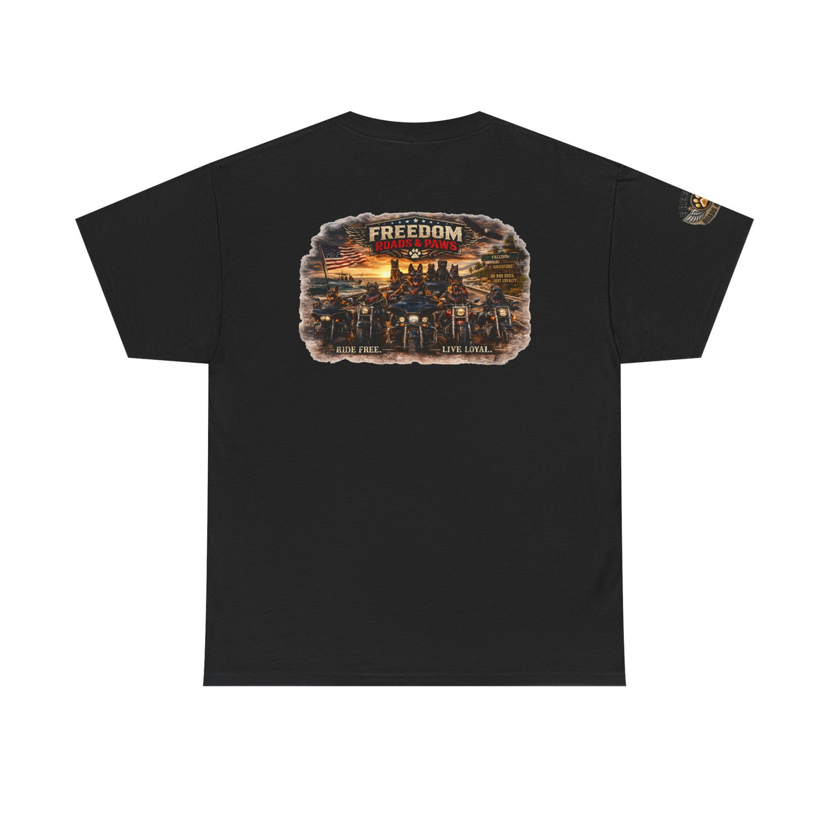 Freedom Ride T‑Shirt — Vintage Motorcycle 'Ride Free or Live Long' Graphic